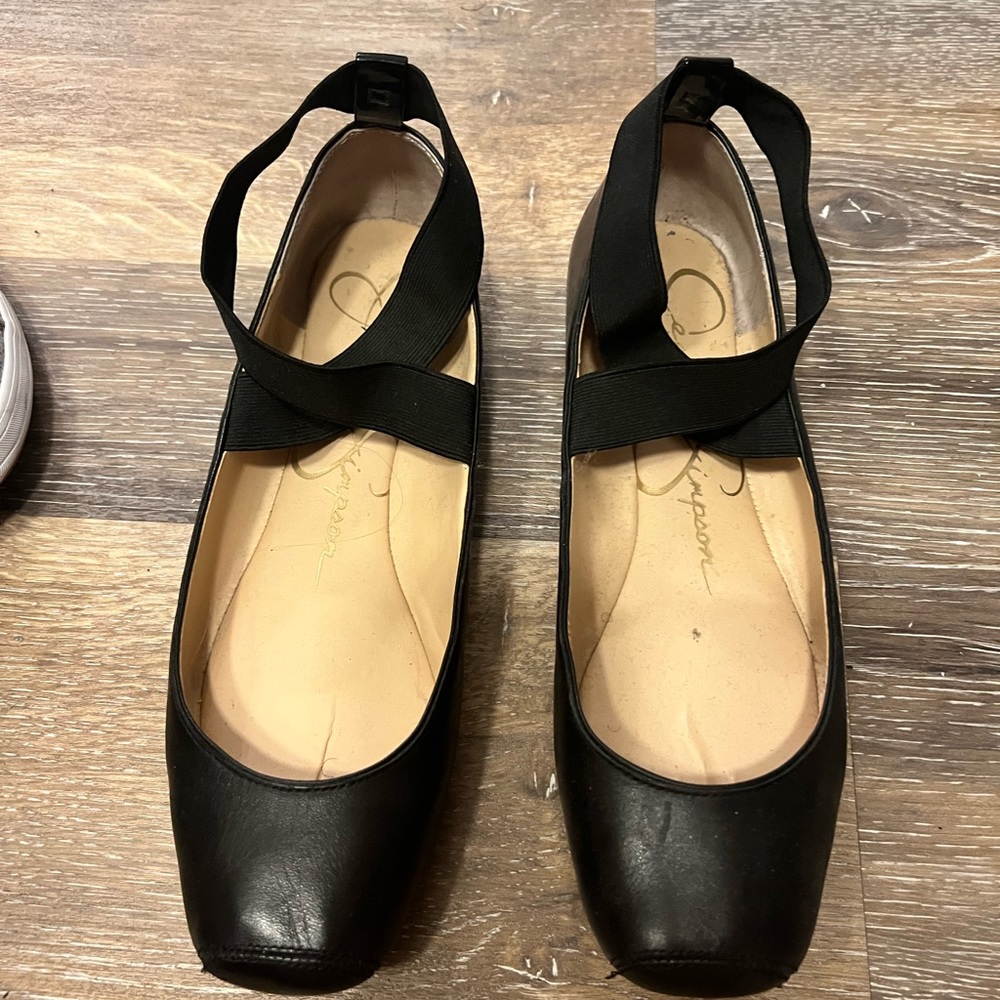 Jessica Simpson ballet flat black leather shoe size 9